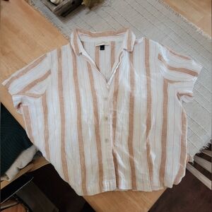 Universal Thread White and Tan Striped Shirt